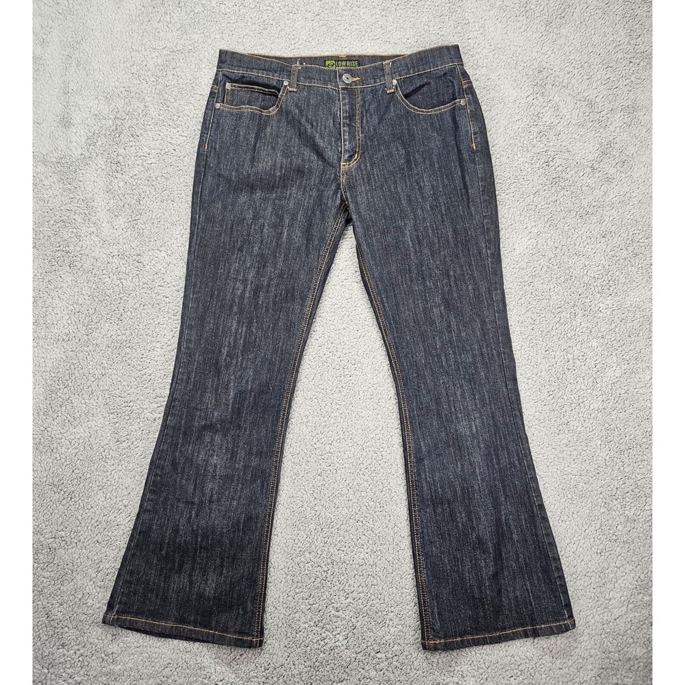 Anchor Blue Y2K Era Bootcut Jeans Men 36x32 Low Rise Dark Wash Vintage Style